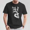 ギターを弾くロック猫 面白いギター猫 Tシャツ 面白い贈り物