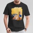 クラシックブルーヨーヨーの猫 Tシャツ 面白い贈り物