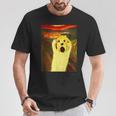 ゴールデンレトリバー 面白いtシャツ 犬 ムンクの叫び かわいい メンズ 子供 おもしろ 服 グッズ ネタ Tシャツ 面白い贈り物