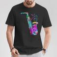 サクソフォン プレーヤー ジャズ 音符 サクソフォン カラフル サックス Tシャツ 面白い贈り物