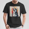 シベリアンハスキー子犬の笑いグラフィック。 Tシャツ 面白い贈り物