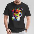 ジャック・ラッセル・テリア ブライトカラー ポップアート 愛犬家 Tシャツ 面白い贈り物