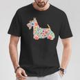 スコティッシュテリア水彩フラワーデザイン。 Tシャツ 面白い贈り物