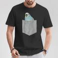 セキセイインコ ポケットから覗く 可愛いデザイン Tシャツ 面白い贈り物