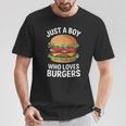 ハンバーガーが大好きな少年 おもしろハンバーガー好き Tシャツ 面白い贈り物