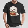 ハンバーガーとかわいいおばけ Tシャツ 面白い贈り物