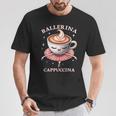 バレリーナ カプチーノ おもしろスローガン イタリアンブレイン レッド Tシャツ 面白い贈り物