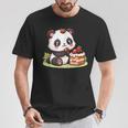 パンダを食べるストロベリーケーキ Tシャツ 面白い贈り物