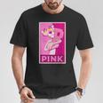 ピンクパンサー 「P」の文字を抱く Tシャツ 面白い贈り物