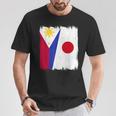 フィリピン 日本 ハーフフラッグ ウェア フィリピン ジャパニーズルーツ Tシャツ 面白い贈り物