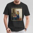 フェルメール 面白いtシャツ アート 牛乳を注ぐ女 絵画 メンズ レディース 面白い 服 美術 油彩画 Tシャツ 面白い贈り物