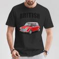 ブリティッシュクラシックカー レッド ミニスポーツカー Tシャツ 面白い贈り物