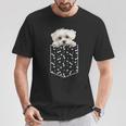 マルチーズ犬ポケット子犬の顔ペット愛好家 Tシャツ 面白い贈り物