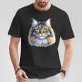 メインクーン 猫の肖像画 Tシャツ 面白い贈り物