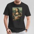 モナリザとオレンジ猫 面白いアートペインティング Tシャツ 面白い贈り物