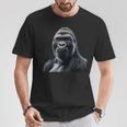 リアルなゴリラアートtシャツ、野生動物の霊長類の肖像画。 Tシャツ 面白い贈り物