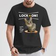 ロックオンなねこ 狙う猫 Cat Tシャツ 面白い贈り物