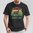 ヴィンテージレトロオカピ動物tシャツ I Just Really Like Okapi Ok Tシャツ 面白い贈り物