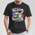半分イタリア半分プエルトリコの国旗 ハート イタリア プエルトリコ Tシャツ 面白い贈り物