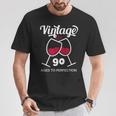 卒寿祝い ワイン好き 酒好き 父 母 男性 女性 90歳お祝いintage Aged To Perfection Tシャツ 面白い贈り物