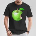 噛まれた青リンゴのイラスト Tシャツ 面白い贈り物