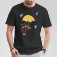 大人かわいい絵本の猫 雨の日 Tシャツ 面白い贈り物