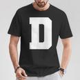 大文字 D アルファベットモノグラム イニシャル Tシャツ 面白い贈り物