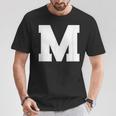 大文字 M アルファベットモノグラム イニシャル Tシャツ 面白い贈り物