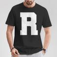 大文字 R アルファベット モノグラム イニシャル Tシャツ 面白い贈り物