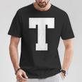 大文字tアルファベットモノグラムイニシャル Tシャツ 面白い贈り物