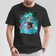 宇宙 レーザー目 猫 ピザに乗る猫 ギャラクシーキャット Tシャツ 面白い贈り物
