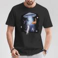 宇宙猫 面白い宇宙猫銀河ufoエイリアンアブダクション Tシャツ 面白い贈り物