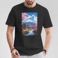 寺と富士山のある日本の風景 Tシャツ 面白い贈り物