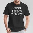 愉快なスペインの飲酒 男性用 引用句 Putas Perico Y Party Tシャツ 面白い贈り物