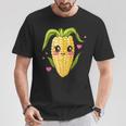 愛らしいかわいいコーンのハート付き。 Tシャツ 面白い贈り物