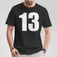 数字 Nhirn 数字 13 プレーン 白 数字 Tシャツ 面白い贈り物