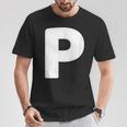 文字p 大文字 アルファベット モノグラム イニシャル Tシャツ 面白い贈り物