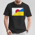 日本ウクライナ国旗日本語ウクライナサポートスタンド付き Tシャツ 面白い贈り物