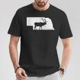 狩猟ヘラジカまたはワピティ ネブラスカ地図アートハンター Tシャツ 面白い贈り物
