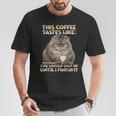 猫朝のイライラとコーヒー愛好家向け T パラス猫 Tシャツ 面白い贈り物