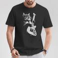 猫がギターベースを弾く Tシャツ 面白い贈り物