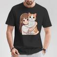 猫と少女 Cat And Girl Tシャツ 面白い贈り物