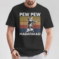 猫ビンテージpewpewpewマダファカス猫クレイジーピュー Tシャツ 面白い贈り物