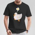 目玉焼きのハートがかわいいアヒル好きのデザイン。 Tシャツ 面白い贈り物