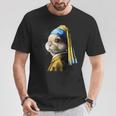 真珠の耳飾りのウサギ Tシャツ 面白い贈り物