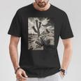 砂漠のサボテンのモノクロ写真 Tシャツ 面白い贈り物