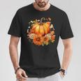 秋の花とカボチャ Tシャツ 面白い贈り物