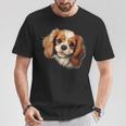 素敵で面白い覗き見犬 キャバリアキングチャールズスパニエル Tシャツ 面白い贈り物