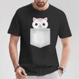 胸ポケットの猫 Tシャツ 面白い贈り物
