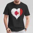 誇り高き日系カナダ人を想うビンテージスタイルのクールなカナダ国旗と日本国旗 Tシャツ 面白い贈り物